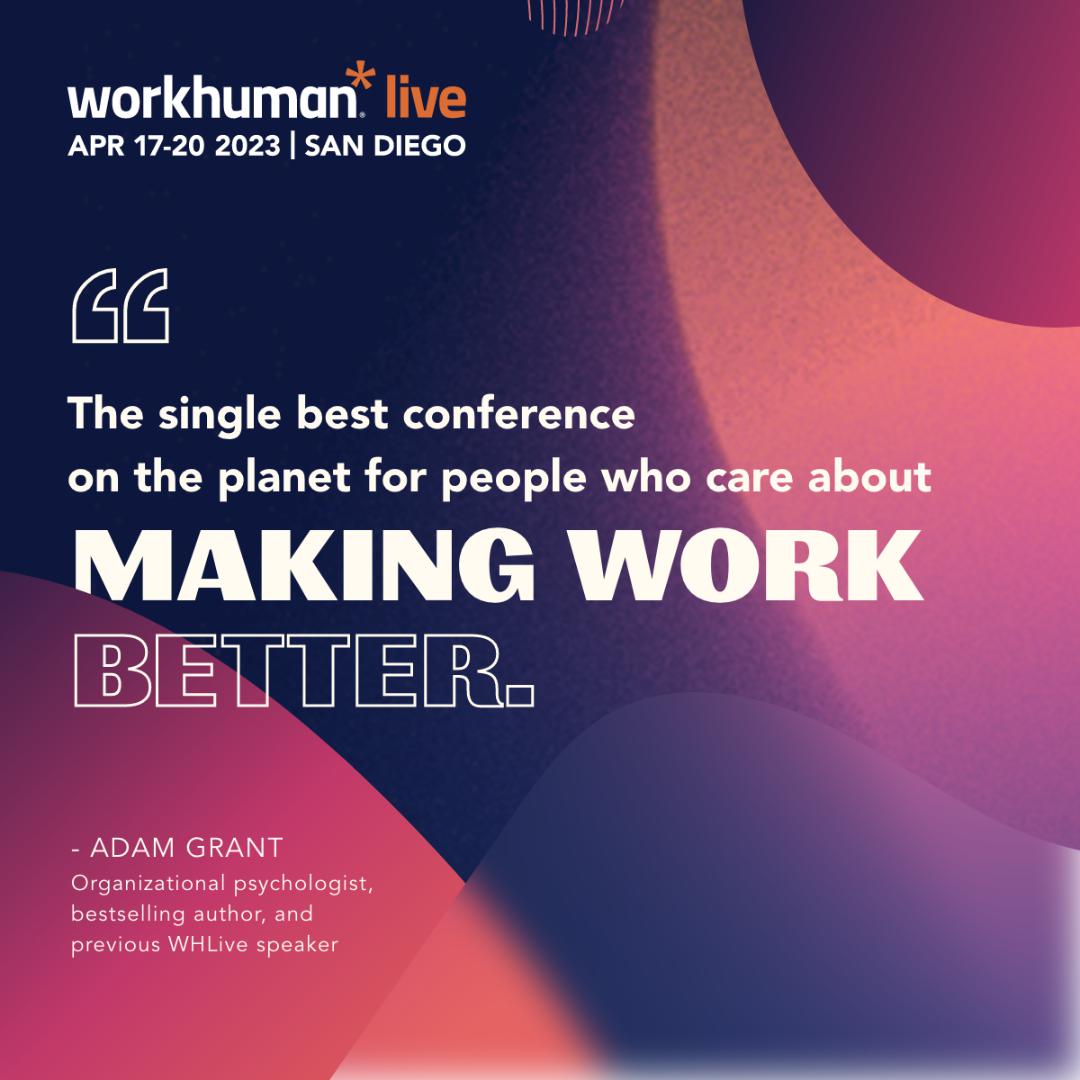 CorinaLam's tweet photo. As Adam Grant can attest - Workhuman Live is THE event for people that care about their people. Join us at #WHLive2023 https://t.co/vNLuffS8zZ https://t.co/vVvhWmMMiH