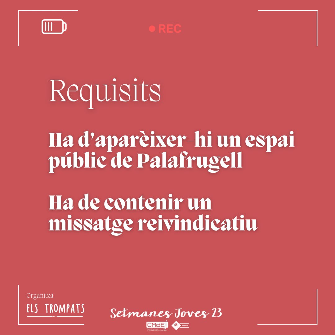 elsTrompats's tweet photo. Ja tenim aquí la segona edició del «Fent Poble: concurs audiovisual de Palafrugell» 🍿🤳🏼📱

🔗 Pots consultar les bases a l’enllaç de la nostra bio!

Per a més informació, consulta el nostre Instagram! https://t.co/aaein0JfL0