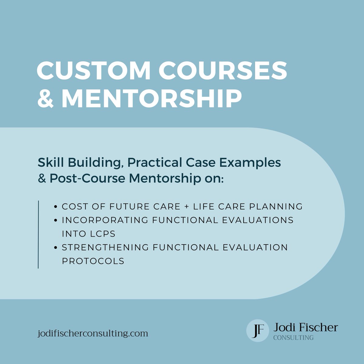 jodiafischerOT's tweet image. Unlock new opportunities, strengthen skills & referrals, and retain a strong clinical team with #CustomCourses + post-course mentorship, tailored for your org’s needs.
Backed with 25+ yrs of expertise teaching #FunctionalTesting & #LifeCarePlanning in the rehab industry & UBC.
