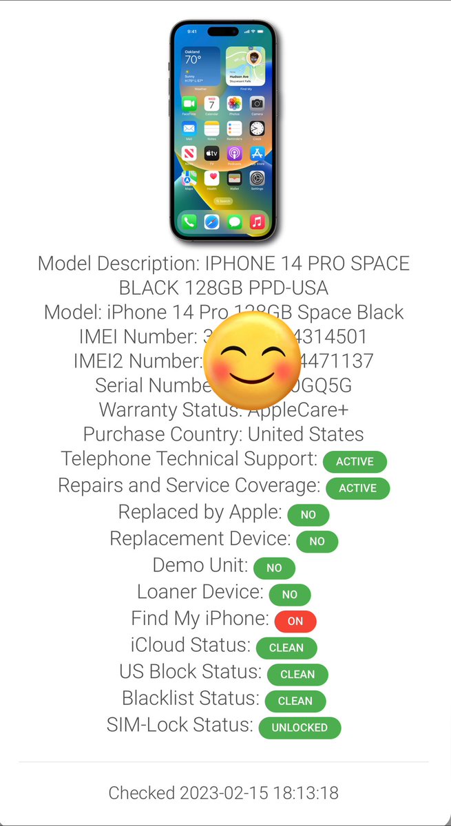 MobiliZeLK's tweet photo. iCloud Clean iPhone 14 Pro Sold By ; COSTCO WHOLESALE USA πΊπΈ has been successfully,
U N L O C K E D βοΈ
#CleanSlow #MobiliZeLK https://t.co/rb2yZ1K14R