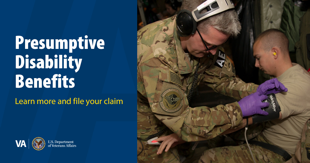 Do you have a presumptive condition? U.S. Department of Veterans Affairs automatically presumes that certain illnesses and conditions were caused by military service. 

Learn more: va.gov/resources/the-…
