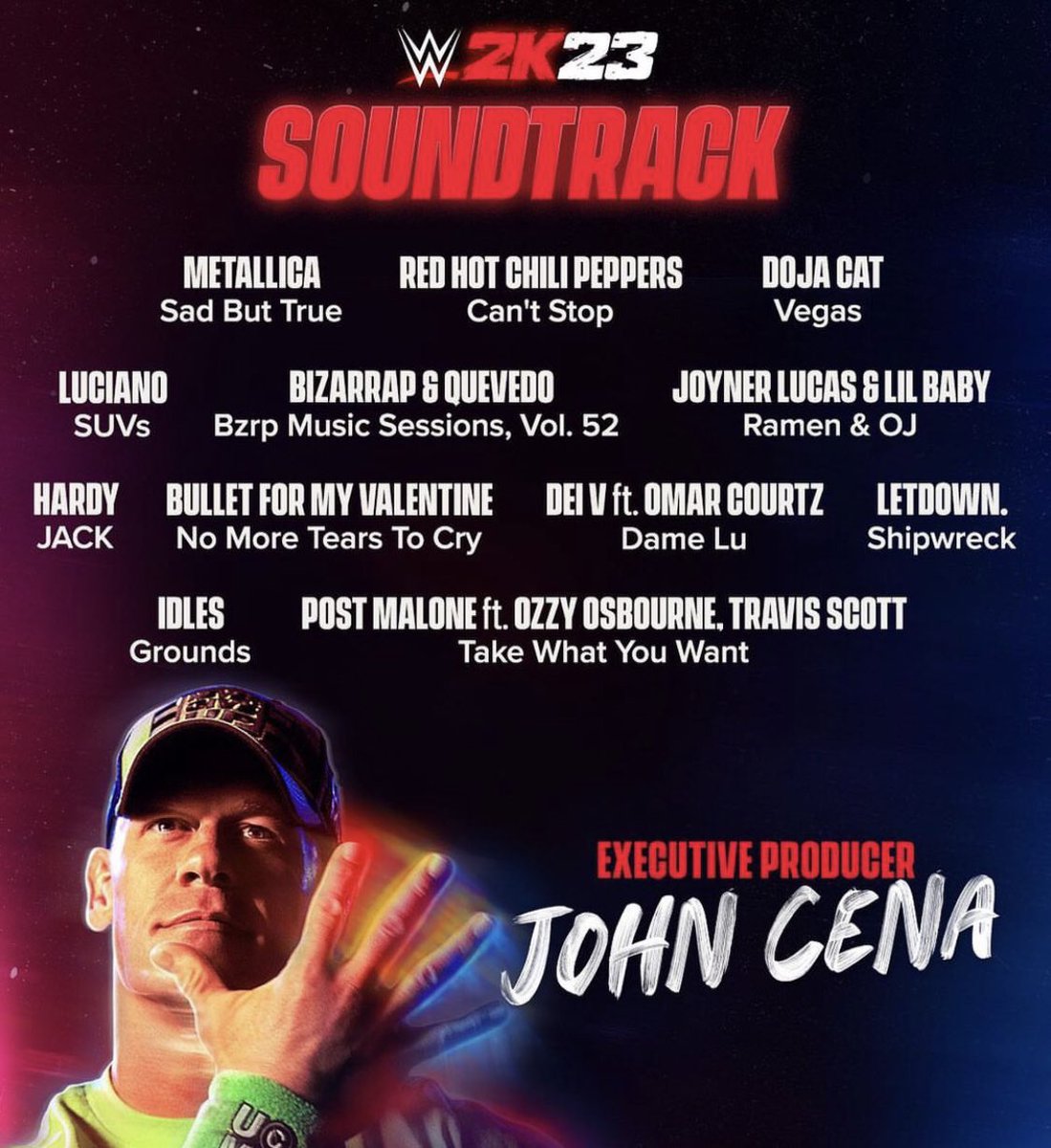 Thoughts on the official soundtrack for #WWE2K23 all handpicked by John Cena?