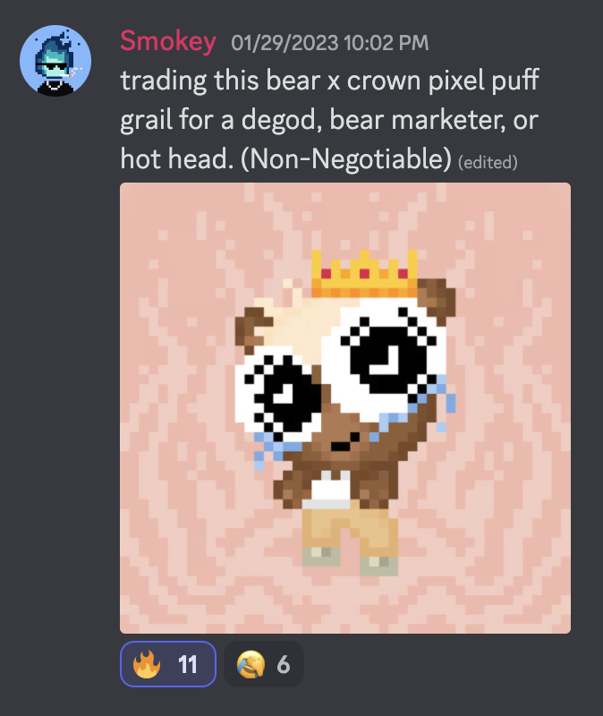 pixelpuffss's tweet photo. 🤝 OTC TRADES channel has opened up in puffcord

join us below:
https://t.co/3oecAFDUFN https://t.co/F2GVHUd4Ui