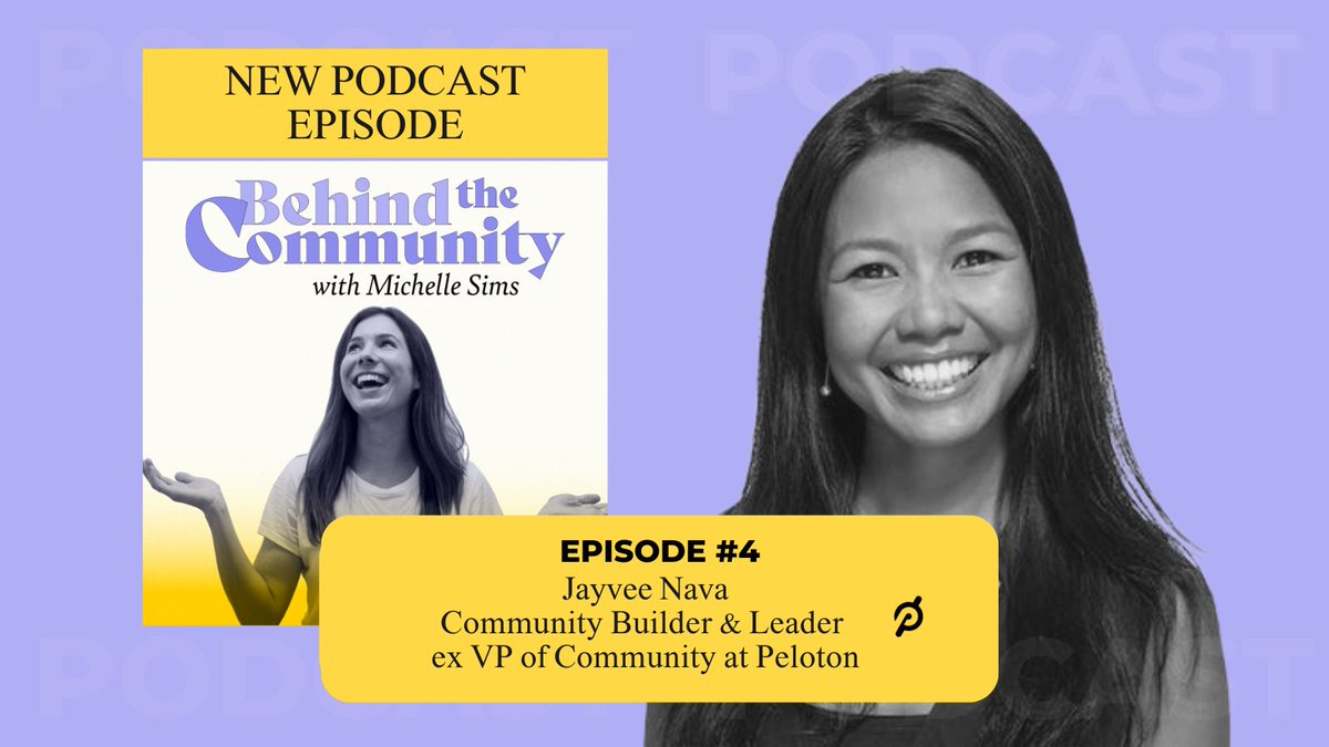 🎉 Podcast ep #4 is now LIVE feat. Jayvee Nava ex VP of Community at <a href="/onepeloton/">Peloton</a> 

Listen now: open.spotify.com/show/1yYPS9Wr2…

Highlights
🚀 Tips to progress to #VPofCommunity
💻 Views on startup culture
💥 2023 #Community predictions
🌎 Where she gets her inspiration
+ more...

Enjoy💕