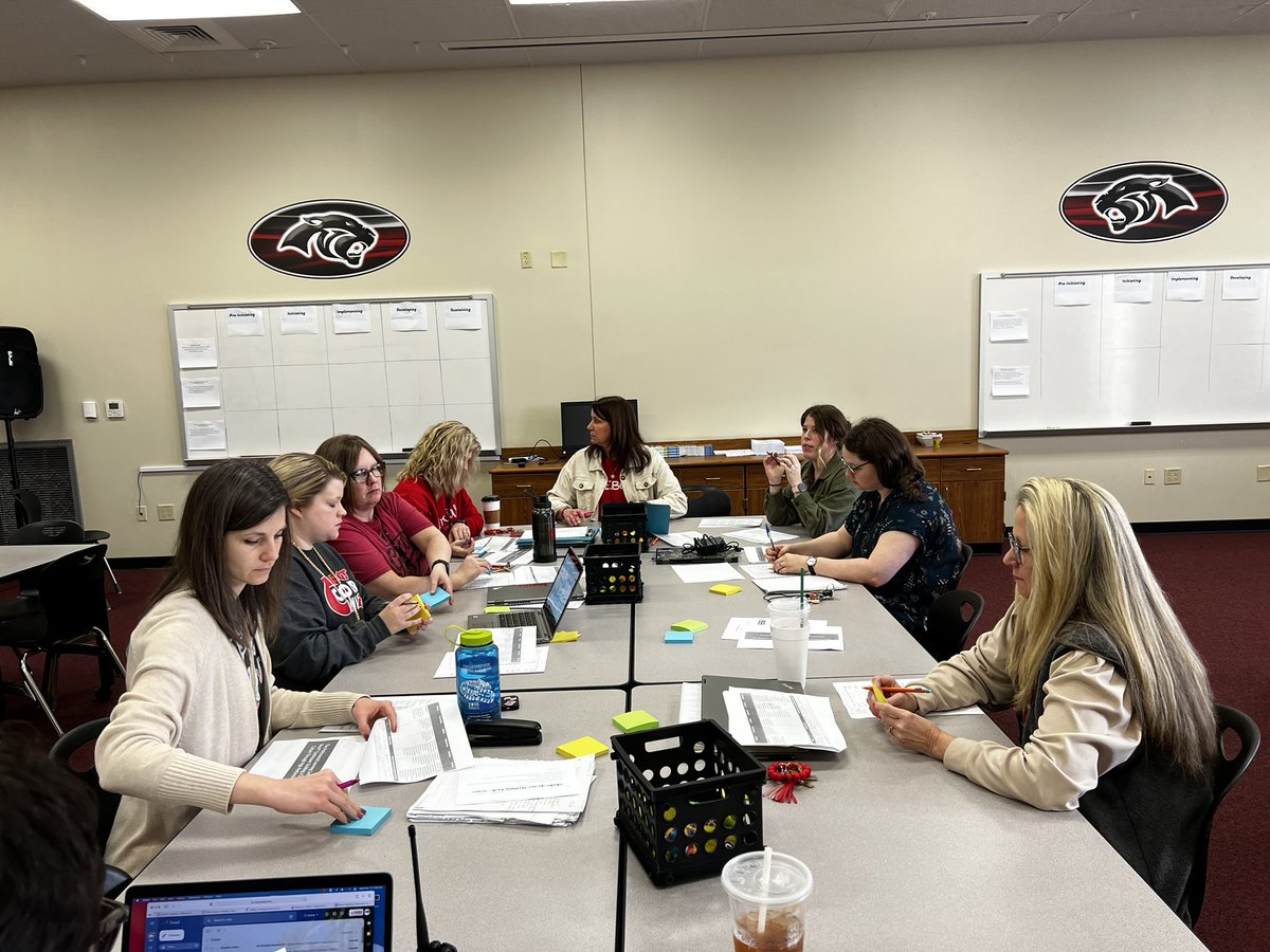 CabotFA's tweet photo. The Guiding Coalition led each team through identified Learning by Doing continuums. Asking the questions: What is the current reality to improve student learning? Where are we going to improve student learning. #arplc #solutiontree #graduationstartshere https://t.co/IHHoTKp6TE