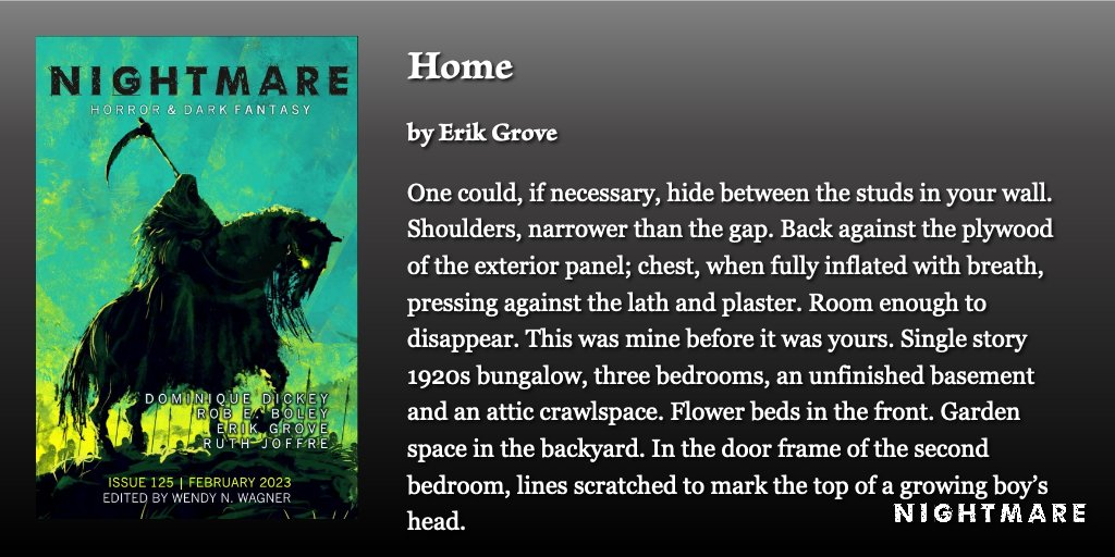 NightmareMag's tweet photo. New Fiction at NIGHTMARE: “Home” by Erik Grove (@erikgrove).
https://t.co/zZi9rpWPak https://t.co/3GHmdvyXH8