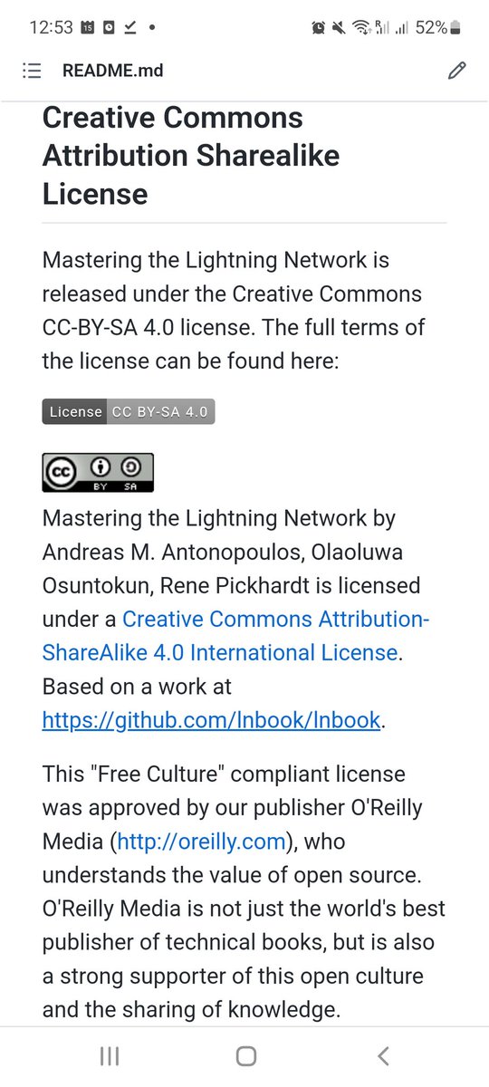 Rene Pickhardt (@renepickhardt) on Twitter photo The #book is now #free !!!
When I originally started working on the #LightningNetwork book I made it clear that it will have an open license and I would only work with a publisher who supports this
When <a href="/aantonop/">Andreas (aantonop Team)</a> suggested to work with <a href="/roasbeef/">Olaoluwa Osuntokun</a> he said <a href="/OReillyMedia/">O'Reilly Media</a> will do so The #book is now #free !!!
When I originally started working on the #LightningNetwork book I made it clear that it will have an open license and I would only work with a publisher who supports this
When <a href="/aantonop/">Andreas (aantonop Team)</a> suggested to work with <a href="/roasbeef/">Olaoluwa Osuntokun</a> he said <a href="/OReillyMedia/">O'Reilly Media</a> will do so