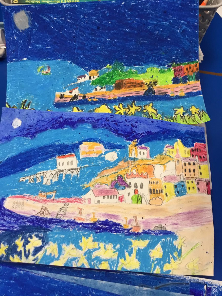 #UskTPS #ExpressiveArts We have been studying the art of Welsh artist <a href="/DorianSpencer/">Dorian Spencer Davies Art</a> We have used oil pastels to create our masterpieces. @CSC_ExpArts @CSC_Cymraeg @CSCSiarterIaith