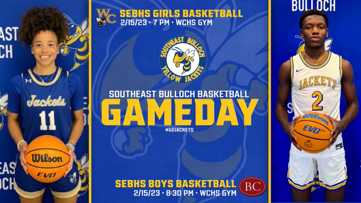 🏀 SEBHS GIRLS BASKETBALL 🏀

🆚: Wayne Co. HS
📆: 2/15/23
⌚️: 7 PM
📍: Jesup, GA
🏟: WCHS Gym

🏀 SEBHS BOYS BASKETBALL 🏀

🆚: Benedictine
📆: 2/15/23
⌚️: 8:30 PM
📍: Jesup, GA
🏟: WCHS Gym