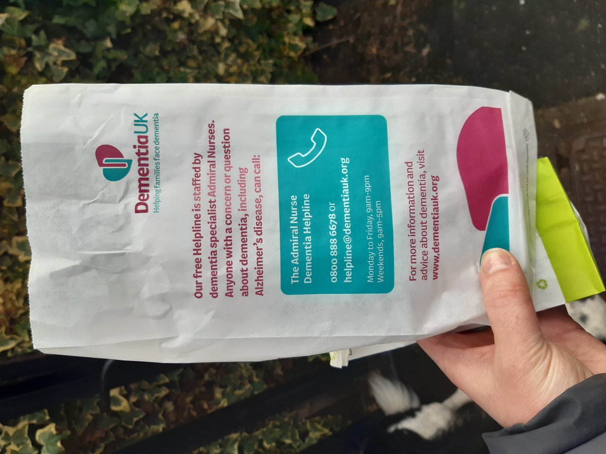 Picked up a prescription from my local pharmacy last week and I was really pleased to see @DementiaUK helpline information on the pharmacy bag. What a great idea! 👍 #dementia #dementiacare #carers #admiralnurses #dementiaawareness