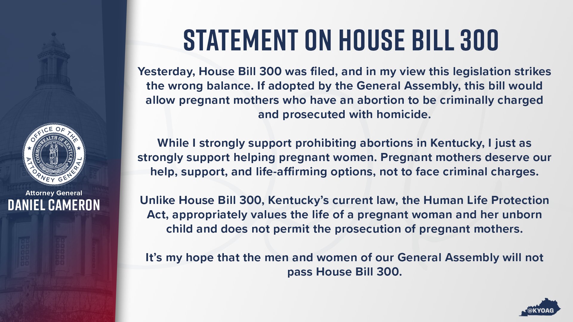 Attorney General Daniel Cameron on Twitter "My statement regarding