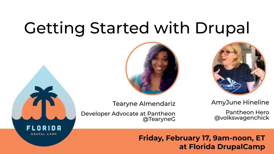 getpantheon's tweet image. Join Pantheon's @TearyneG and #PantheonHero @volkswagenchick at #FLDC23 on February 17 for a three-hour workshop to learn the fundamental building blocks of #Drupal9. An excellent course for newbies! 👇ow.ly/kTyx50MBi4r