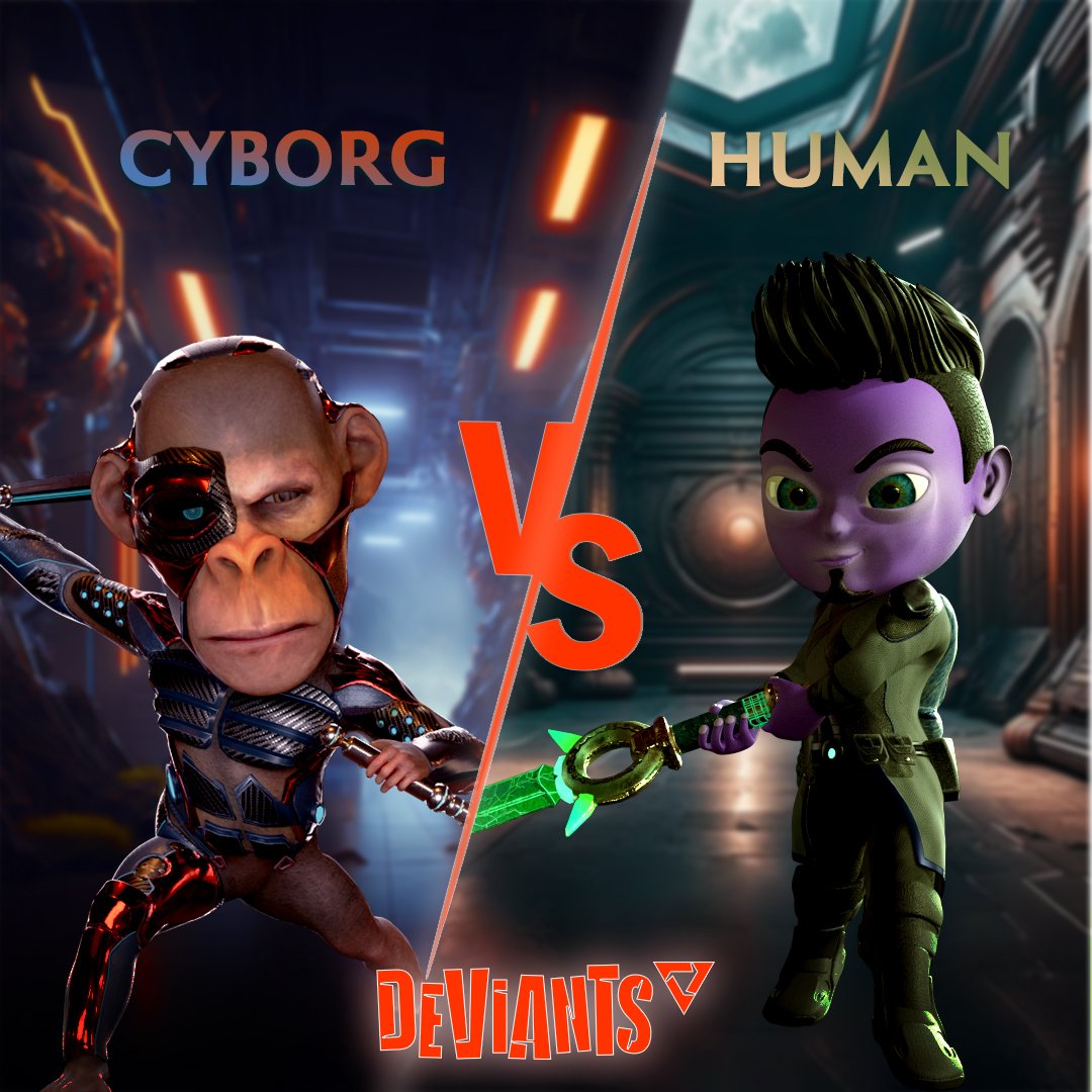 TheDeviantsNFT's tweet photo. It's about to go down!! 👊

Who's gonna win this epic battle of brains between the Cyborgs and the Humans?? ⚔

It's a showdown for the ages🔥

Who do you think wins this battle?

🤖 or 👨

#Deviants #Cyborgs #Humans https://t.co/mkB3v3lLNG