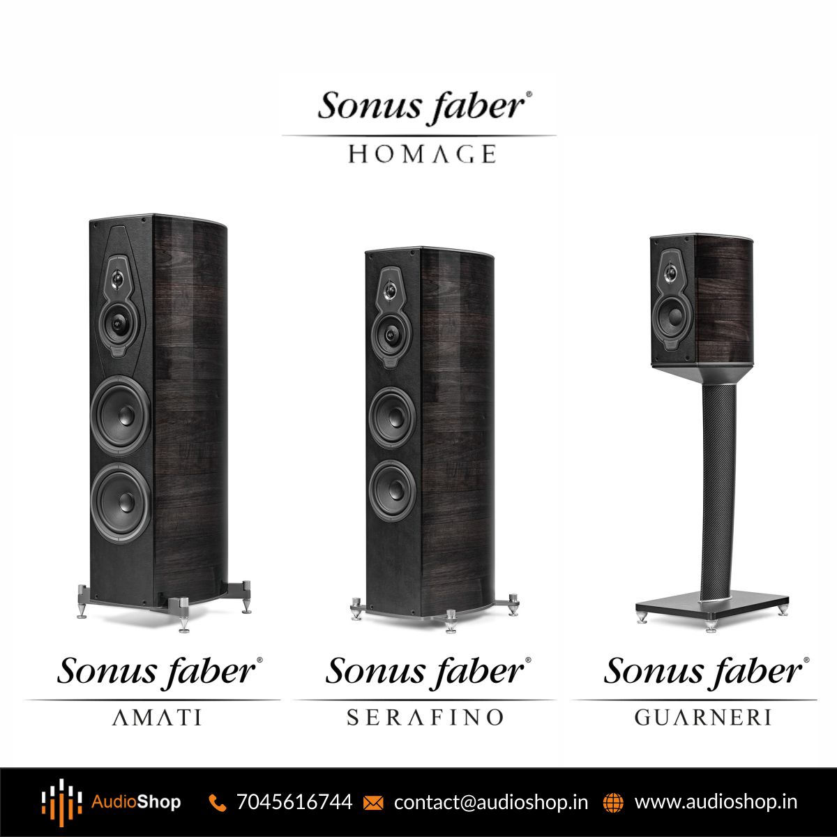 AudioshopI's tweet photo. Sonus Faber - Homage Collection 

For Product requirements and Demo appointments please reach us on the below contact details.
Call us on 7045616744/022-6793 6464/0423 Mail us at contact@audioshop.in
#audiophile   #hifisound #sonusfaber https://t.co/bjPyeVDaCe