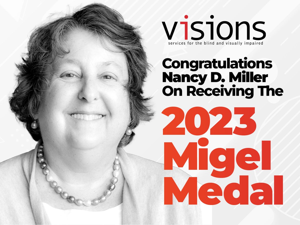 visionsvcb's tweet photo. Congratulations to VISIONS Executive Director/CEO Nancy D. Miller, on receiving @AFB1921's highest honor in the field of blindness, the Migel Medal. Nancy will receive her award at AFB's leadership conference on April 19th.
#SeeWhatIsPossible #VISIONSVCB #Blindness #AFB #Honor https://t.co/7WYYzKBp9f