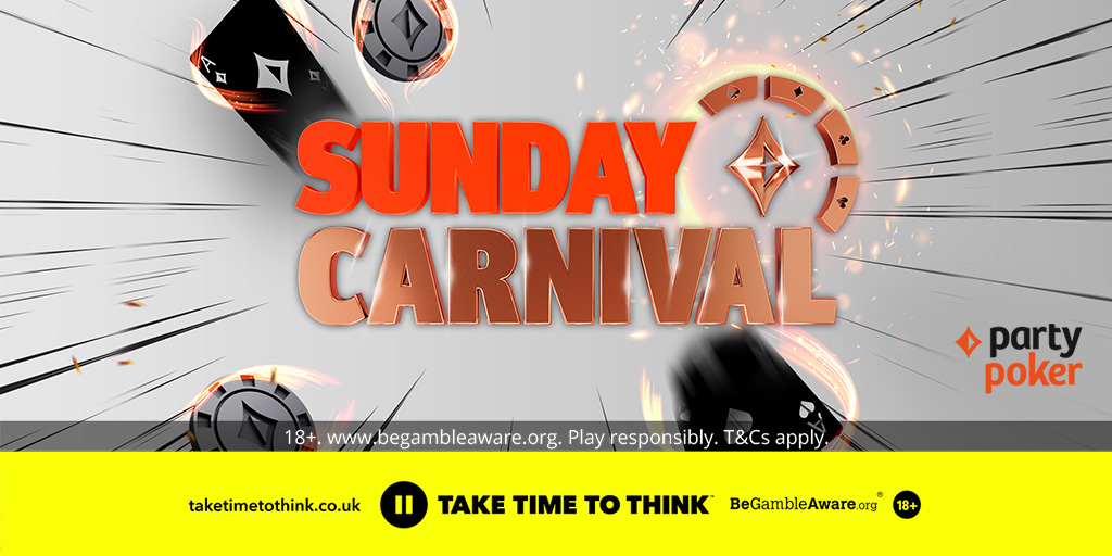 partypoker's tweet photo. We have a huge mid-week giveaway! To win 1 of 20 x $22 Sunday Carnival tickets just like, retweet, follow and tag the unluckiest poker player you know, so they can have a chance to win! https://t.co/cQnpbmBwiQ https://t.co/WX02Y3cN4c