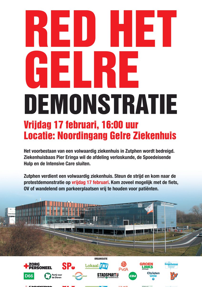 StadspartijZ's tweet photo. Vind je ook dat de regio Zutphen een volwaardig ziekenhuis verdient?

Kom dan vrijdag (17 februari, 16 uur) naar de protestdemonstratie. https://t.co/yQvWQDhHdU