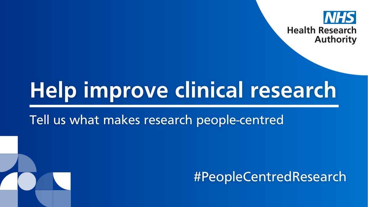 Have you ever taken part in clinical research? Thought about taking part but decided against it?
 
The <a href="/HRA_Latest/">The Health Research Authority</a> wants to improve clinical research and is carrying out a survey of people's experiences. 
 
Find out more here 👉
hra.nhs.uk/about-us/news-…
 
#PeopleCentredResearch