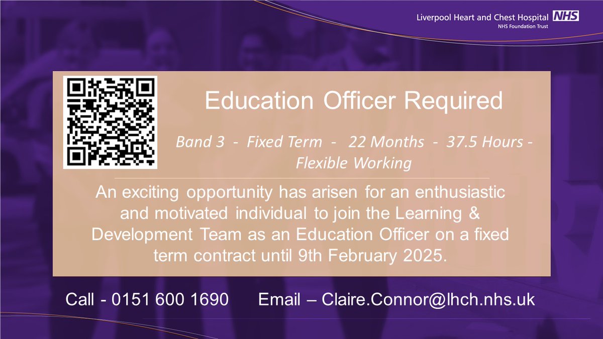 Are you passionate about student and staff development?

If so we want to hear from you.

Scan the QR code, give Claire a call or follow the link.
bit.ly/3XzgHTV

#LandD #Learning #Development #Training #Education #LHCH