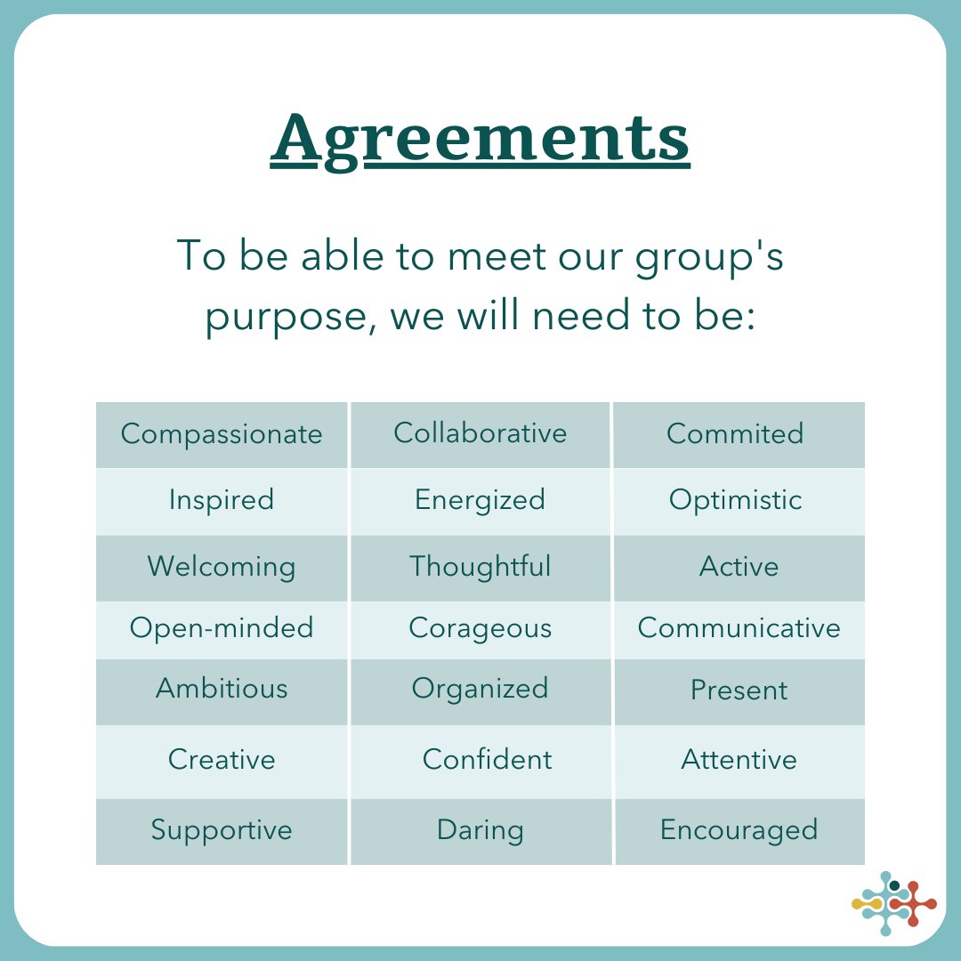 Establishing agreements, or ground rules, allows us to have open, honest, and productive meetings. Agreements can also help navigate tough conversations by grounding us in our shared vision and recognizing our needs. #FacilitationEssentials