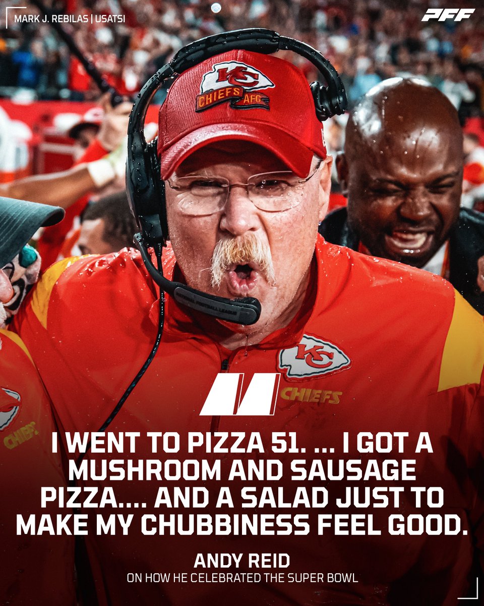 PFF's tweet image. How can you not love Andy Reid 😂