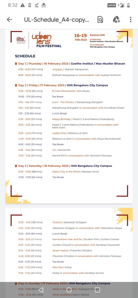 🦅A good week for culture vultures in Bangalore

🎦 Indian Institute for Human Settlements (<a href="/iihsin/">Indian Institute for Human Settlements</a>) is back with their film festival.

I ♥️ movies where cities become one of the protagonists, so this is exciting!

💸 Also, it is FREE!

Film buffs &amp; policy wonks, what'dya recco?