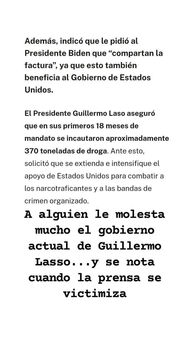 sebaslarco19's tweet image. La prensa se victimiza, los capos salen de la carcel, simple, golpear al gobierno q más a luchado contra el narcotráfico ese es el objetivo de la mala prensa amarillista #LaPosta #vendidos #ecuador @VillaFernando_ @CarlosVerareal @LassoGuillermo