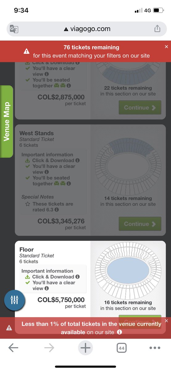 laydini1's tweet photo. Cómo es posible que la página Viagogo esté revendiendo las boletas de RBD, precios de 1.500.000 para norte cuando en realidad costaban 90mil pesos 😶#rebelde #eticket #RebeldeEnColombia https://t.co/rlfOx8PdTY