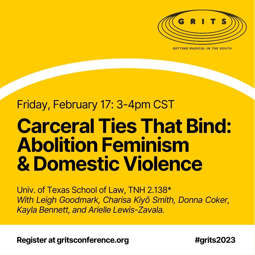 GRITSConference's tweet photo. GRITS 2023 begins this week!

To kick us off, check out the incredible panelists above who will be joining us for a conversation about the road to dismantling carceral approaches to gender-based violence. #grits2023 https://t.co/aBTM25OIGi