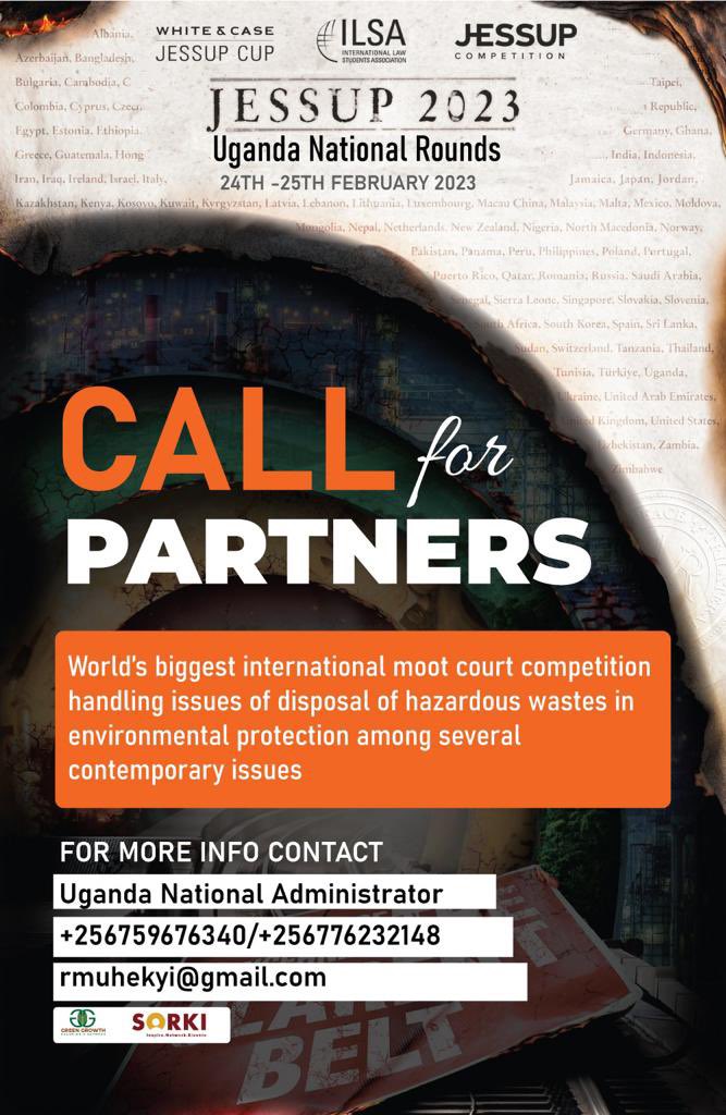 Ever heard of the Philip C. Jessup International Law Moot Court Competition? Well, this year we are partnering with the Uganda administration to bring you the National Rounds. Reach out as prompted and support the cause. <a href="/IlsaUganda/">ILSA-Jessup Uganda</a> <a href="/rmuhekyi/">Muhekyi Raymond</a> <a href="/GGCHAN22/">Green Growth Champion’s Network</a>
