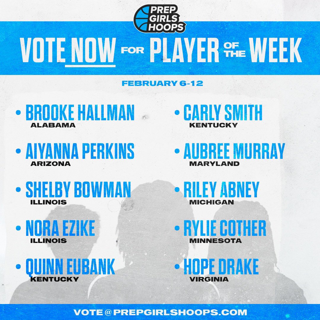 Player of the Week voting is 𝐋𝐈𝐕𝐄. 

Click the link below to read about Week 11's standouts from across the country &amp; to cast your vote! 

*Voting closes Thursday 11:59PM CT* 

VOTE HERE: prepgirlshoops.com/player-of-the-…