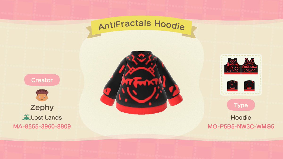 LostBoyZeph's tweet image. HEY CYCLOPS ARMY! If you play animal crossing, I made an ANTIFRACTALS hoodie in the game, if ya want it here’s the info! :)

Planning to make more so we can celebrate our love for @Subtronics on the game too 🥰🥰👁️
#CyclopsArmy #AnimalCrossing
(tags for this to find its ppl)