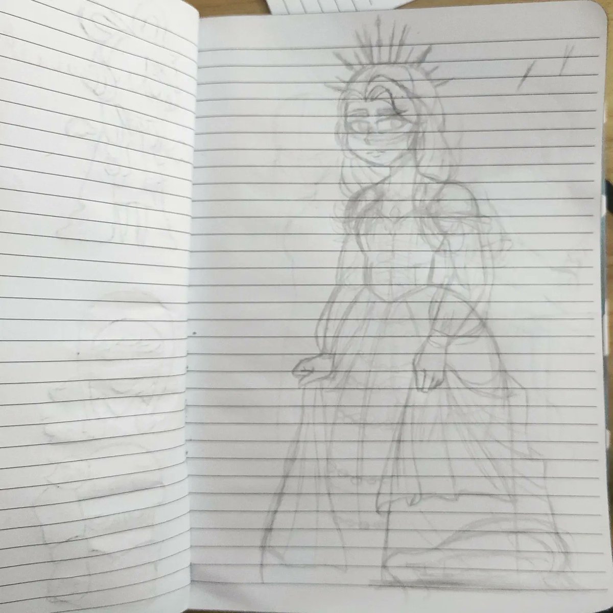 Aquí un dibujo de mi mejor amiga como reina (le salió rey en el test de soldado, poeta y rey) 👑 #queen