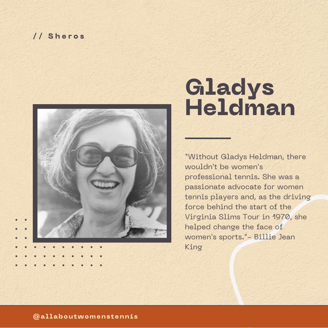 WTA and women's professional Tennis wouldn't be there if it wasn't for the efforts of Gladys Heldman.
I did an IG feature on Gladys on my account allaboutwomenstennis
#wta50
link below⬇️⬇️
instagram.com/p/CosAT3GPK0b/…
