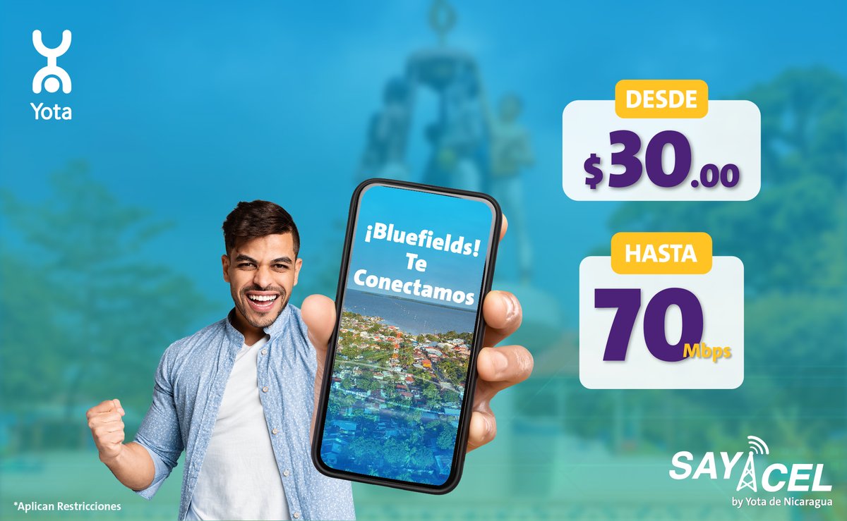 yota_nic's tweet photo. ¡Bluefields! 🤩✨ Disfruta de hasta 70 Mbps 🤗 de conexión sin límites de descarga. ¡Que nada te detenga! ⚡

Yota Internet ¡ES MOMENTO DE CAMBIAR! https://t.co/eOEOlV0bXn
