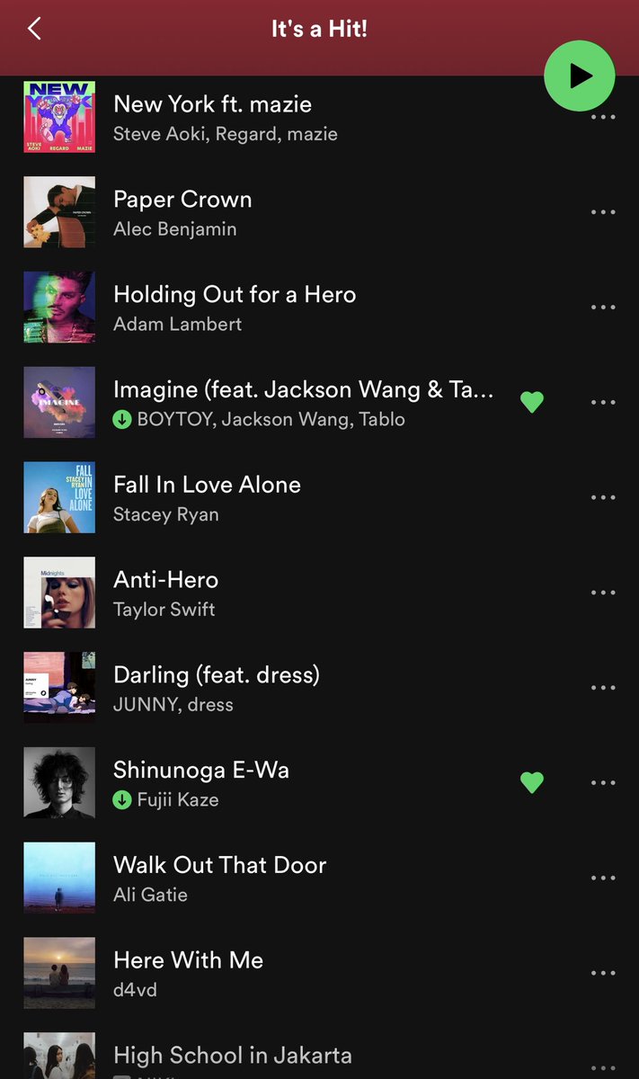 i on Twitter "jackson wang’s imagine on spotify it’s a hit playlist!!! 🤩🤩🤩"