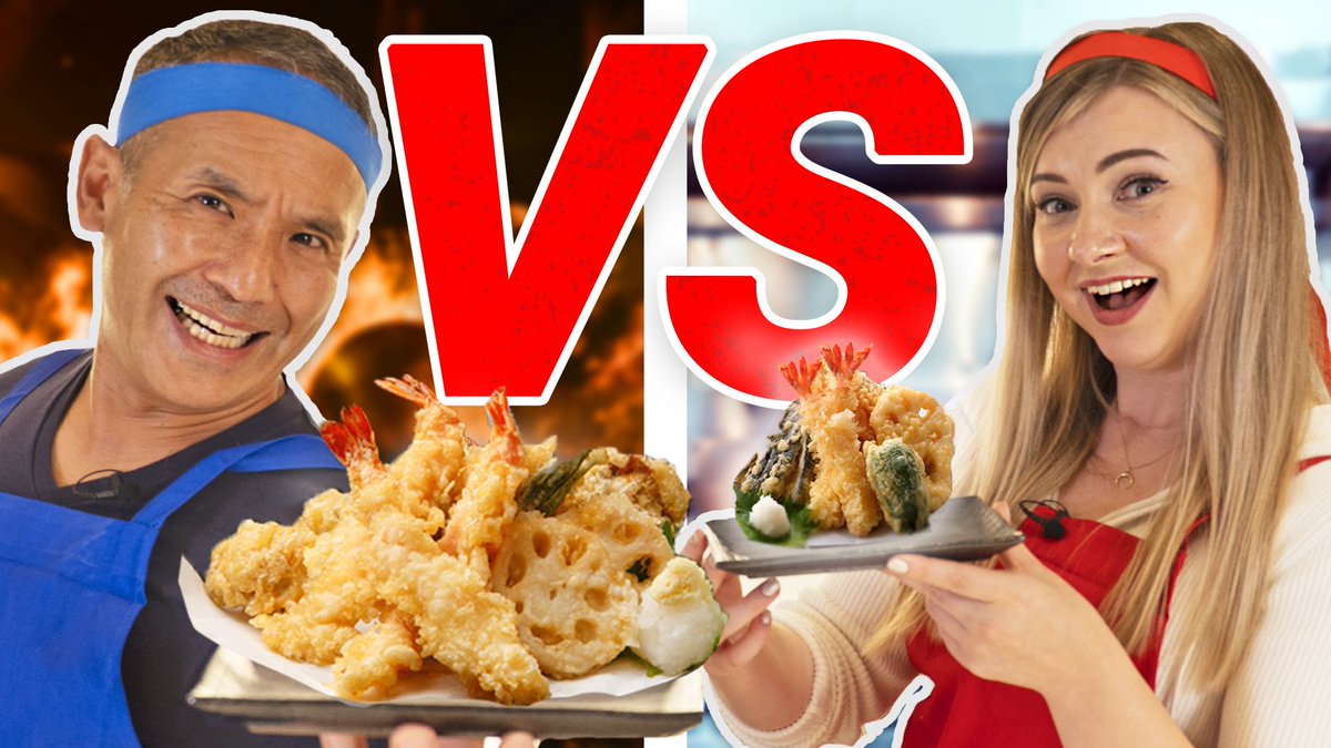 ChampRyosuke's tweet photo. Who can cook the best Japanese Food between @heyitssharla and @ryotarosjapan ?! 
There's only one way to find out! An epic tempura battle!! 🍤🍤
Check it out:
https://t.co/B1ciDe9O9A https://t.co/vs3hFIITkU