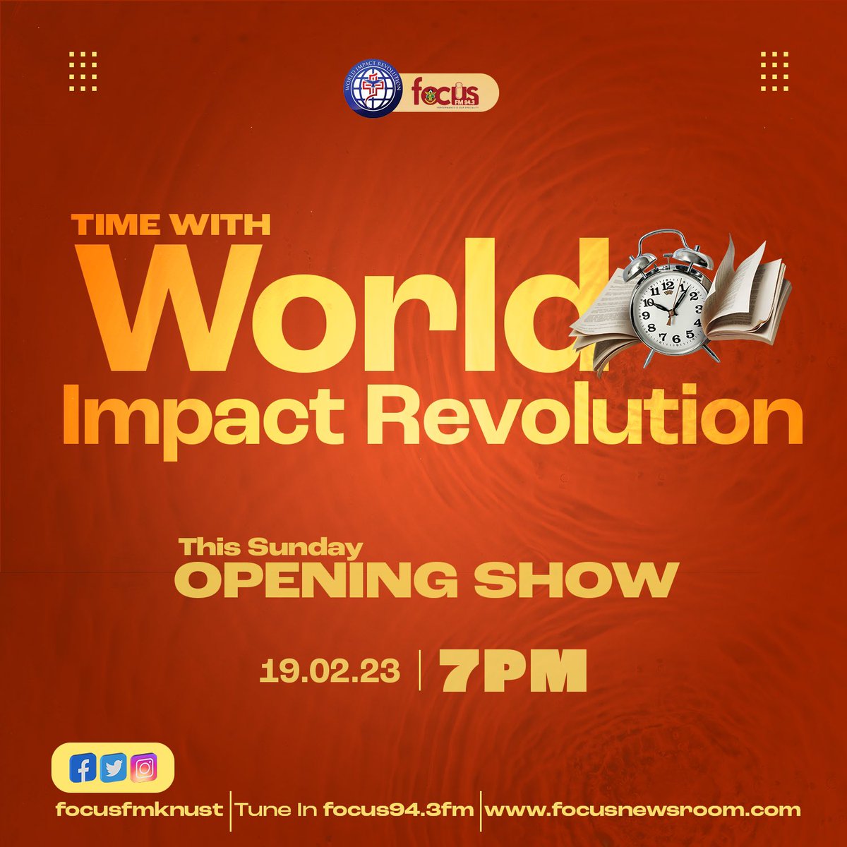 worldi_r's tweet photo. Time With World Impact Revolution is back and bigger on @focusfmknust this Sunday ๐คฉ๐ฅณ.
What are you looking forward to for this semesterโs shows? Let us know in the comment section ๐ค
#WIR
#TimeWithWIR https://t.co/5KDW6Sp6qH