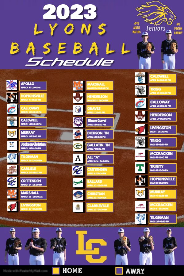 Lyon County Athletics on Twitter "🟣🦁⚾️Lyons Baseball⚾️🦁🟣 2023 Schedule