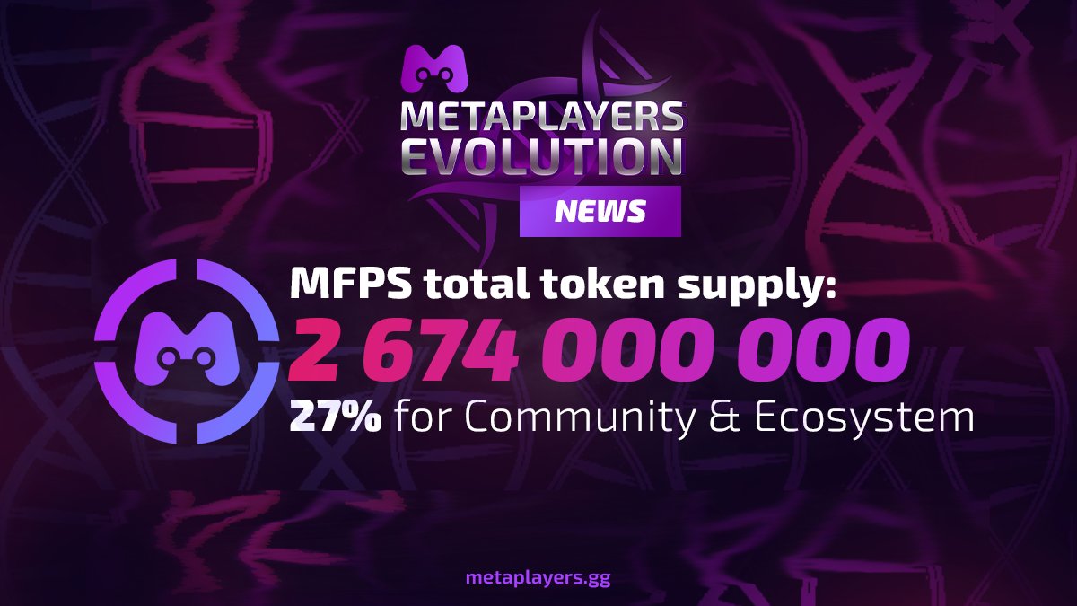 MetaPlayersGG's tweet photo. 𧬠TOKENOMICS SNEAK PEEK π§¬
2β£7β£%
The majority of $MFPS tokens will serve community and ecosystem purposes:
π£ #PlayToEarn & #WatchToEarn
π£ #eSports tournaments
π£ #Gaming & Community rewards
π£ Referral system
What do you think? π
#MPEvolution https://t.co/iOWJ9A4O84