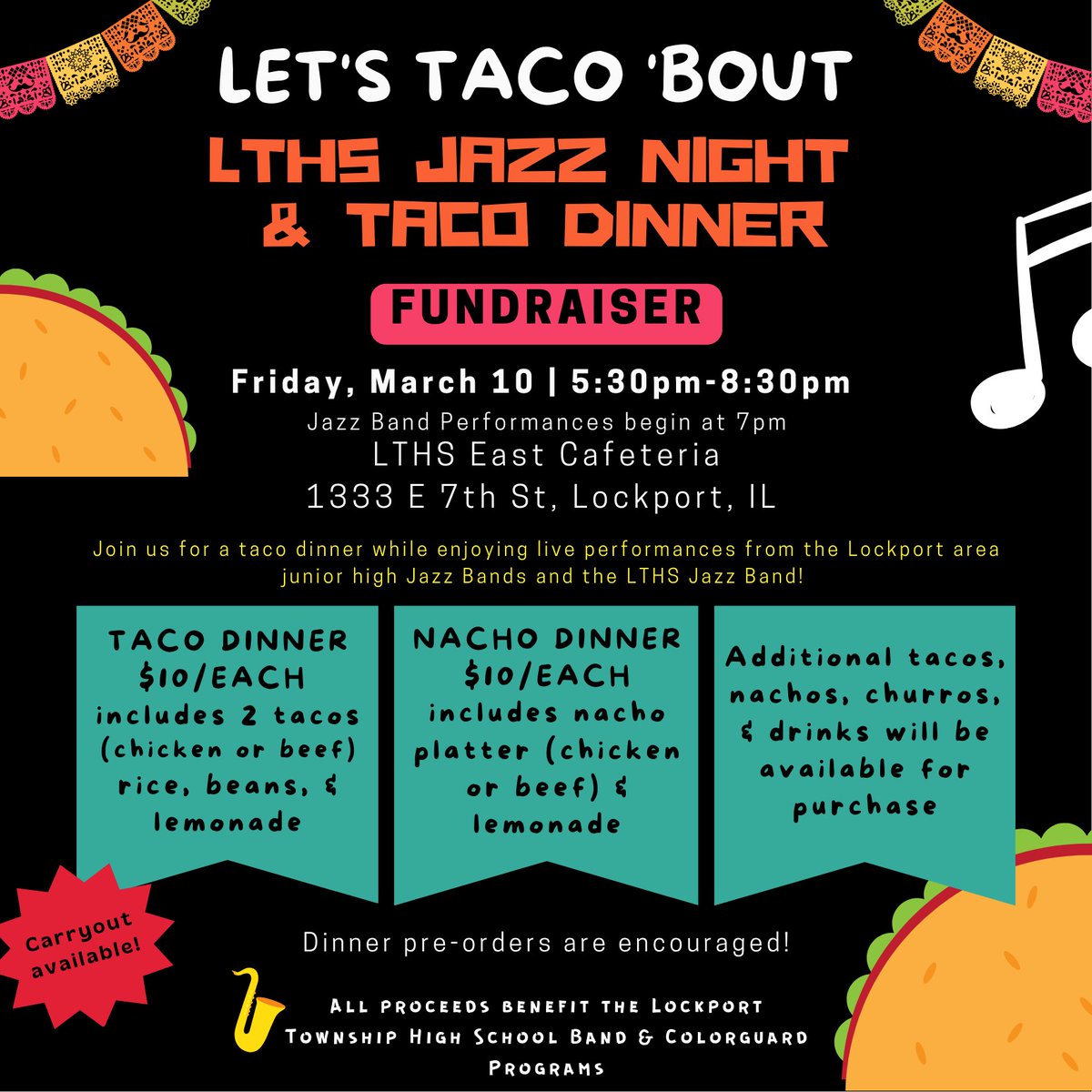 Heather Ann (@fyregal74) on Twitter photo Come out support local JR HS & LTHS Jazz bands, have some tacos, & churros while supporting LTHS Band/Guard programs! <a href="/LockportHS205/">Lockport Township High School</a> <a href="/PorterSup205/">Bob McBride</a> <a href="/DrJohnGreenan/">John Greenan</a> <a href="/KGreenLths/">Kerri Green</a> <a href="/CwcPorters/">CWC LOCKPORT TOWNSHIP HIGH SCHOOL</a> <a href="/lthsathletics/">Lockport Athletics</a> <a href="/LTHSFoundation/">LTHS 205 Foundation</a>
<a href="/Homer33c/">Homer CCSD 33C</a> <a href="/Richland88a/">Richland 88a</a> <a href="/falconstrong89/">Falcons Strong</a>
<a href="/JJCALABRESE/">James Calabrese</a> <a href="/Lockport91/">Milne/Kelvin Grove</a> Come out support local JR HS & LTHS Jazz bands, have some tacos, & churros while supporting LTHS Band/Guard programs! <a href="/LockportHS205/">Lockport Township High School</a> <a href="/PorterSup205/">Bob McBride</a> <a href="/DrJohnGreenan/">John Greenan</a> <a href="/KGreenLths/">Kerri Green</a> <a href="/CwcPorters/">CWC LOCKPORT TOWNSHIP HIGH SCHOOL</a> <a href="/lthsathletics/">Lockport Athletics</a> <a href="/LTHSFoundation/">LTHS 205 Foundation</a>
<a href="/Homer33c/">Homer CCSD 33C</a> <a href="/Richland88a/">Richland 88a</a> <a href="/falconstrong89/">Falcons Strong</a>
<a href="/JJCALABRESE/">James Calabrese</a> <a href="/Lockport91/">Milne/Kelvin Grove</a>