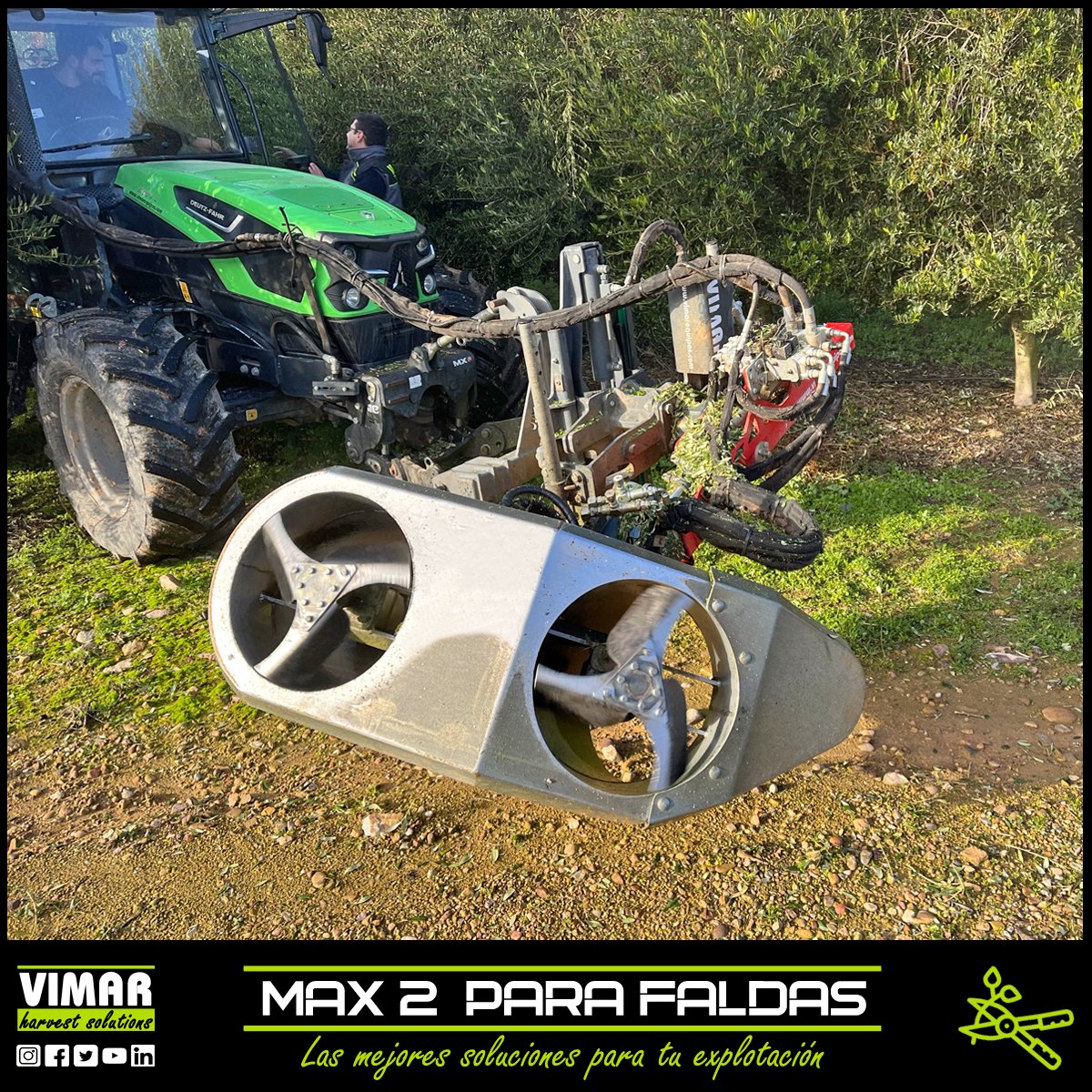 vimarequipos's tweet photo. 💿🌳Vimar Max 2 es una recortadora de bajos de #olivo en superintensivo con sistema de corte por aspiración.
✅🌿evita la pérdida de fruto durante la recolección y favorece la aireación.
#recortadora #recortadorabajos #podabajos #podafaldas #prepoda #poda #vimarequipos https://t.co/5NxrqD7Lj6