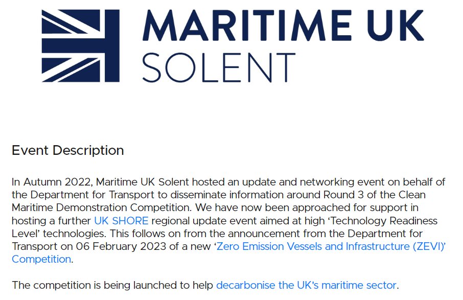 Join @MUKSolent at @SolentUni  to find out about this 
@innovateuk funding opportunity for #cleanmaritime #maritime2050 @MaritimeUK on 24/2. Click on the link to register solentlepevents.evolutive.co.uk/event/details/…