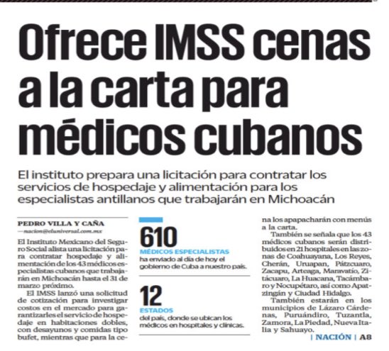 No hay para medicamentos pero sí  para Menú a la carta. #MedicosCubanos #Michoacan