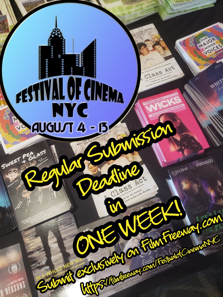 FestofCinemaNYC's tweet image. Our regular deadline for this year's festival is February 22! Submit your work today to be considered for this summer's big event!

Accepting submissions exclusively on @FilmFreeway 

filmfreeway.com/FestivalofCine…