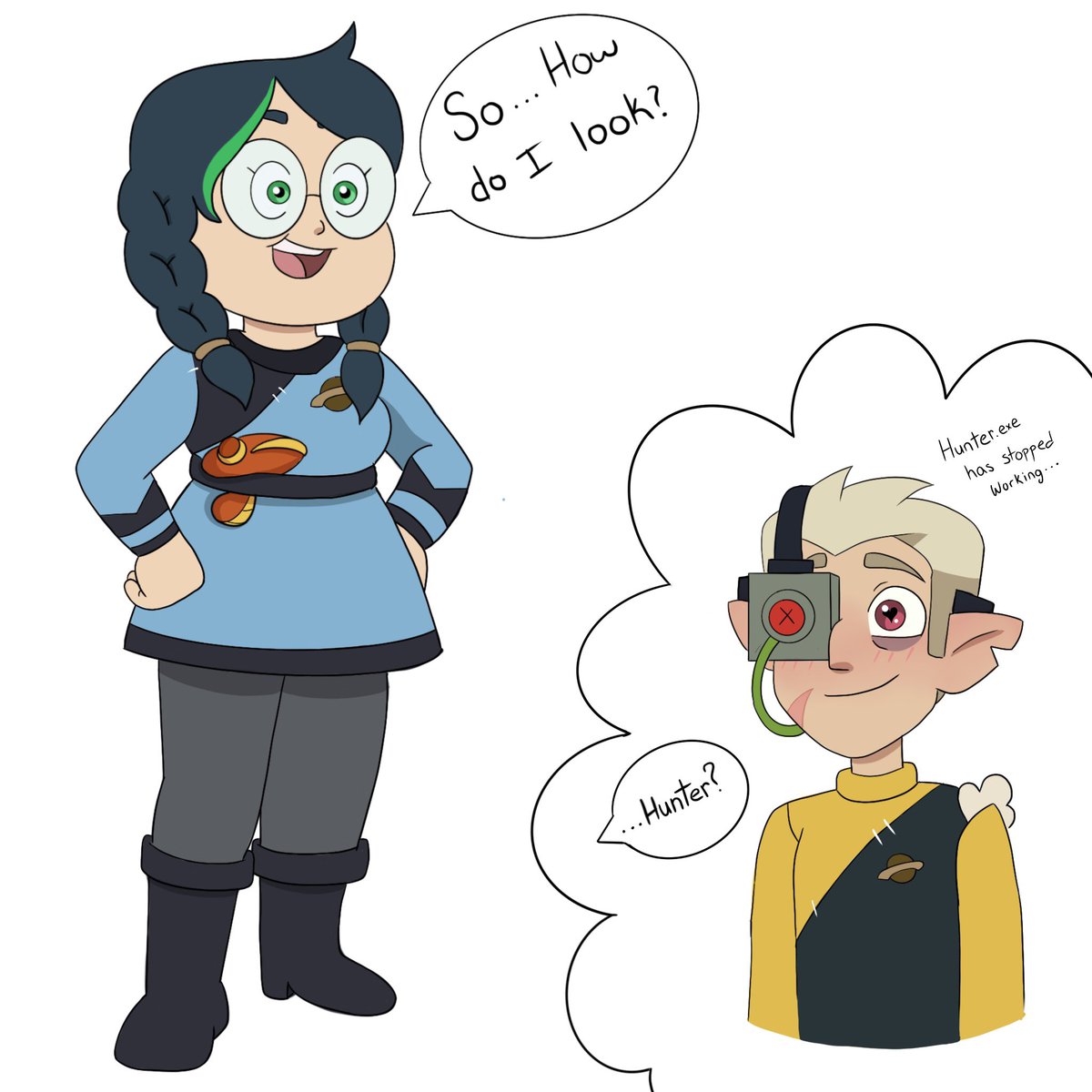 A gift for <a href="/niumesis/">Niu ₍ᐢ._.ᐢ₎♡ 🇫🇮 🇬🇧</a> ft. a flustered Hunter and some sci-fi costumes 🚀🛸 drawn by <a href="/beckers522/">Beckers</a> 

So sorry for the delay!

#huntlow #huntlowexchange2023 #HuntlowHeartsExchange