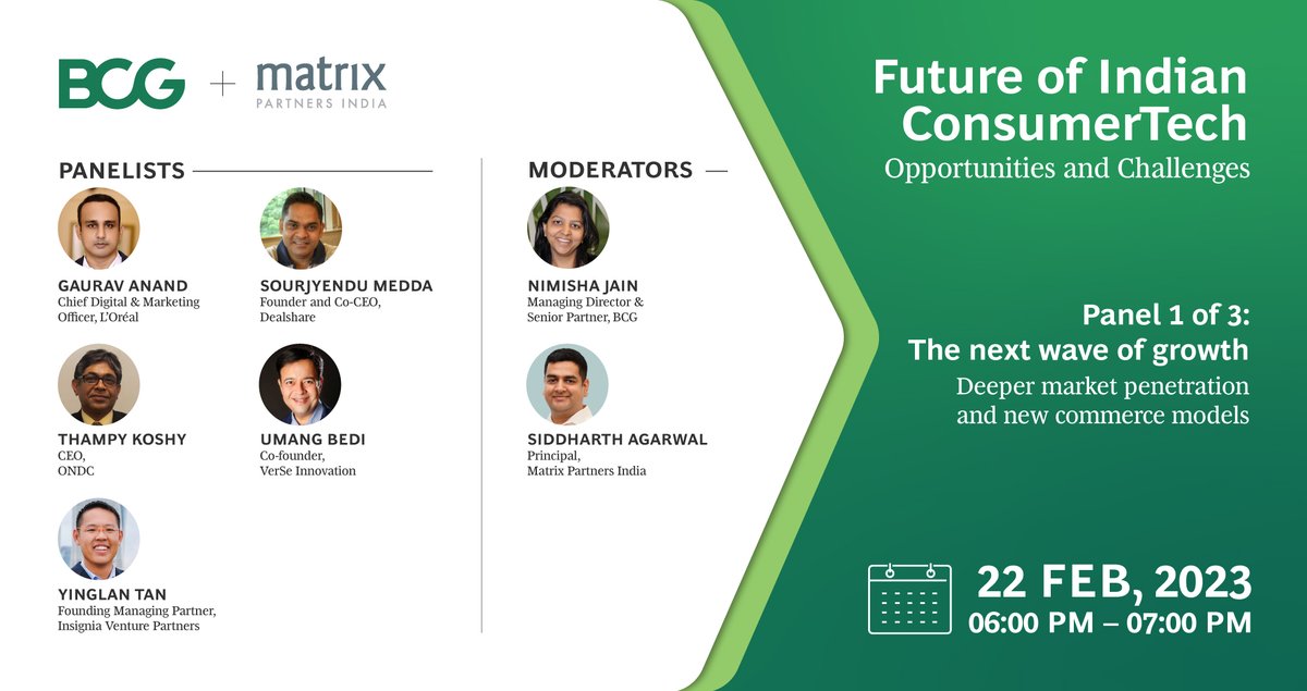 Z47 (@z47_vc) on Twitter photo We're set to kick off our 3-part series on ConsumerTech in India, with the first-panel discussion on 22nd February. Moderated by <a href="/sid_agarwal_1/">Siddharth Agarwal</a> along with Nimisha Jain. Topic: 'The next wave of growth'.
Click here to register for this series: lu.ma/odexo5pa We're set to kick off our 3-part series on ConsumerTech in India, with the first-panel discussion on 22nd February. Moderated by <a href="/sid_agarwal_1/">Siddharth Agarwal</a> along with Nimisha Jain. Topic: 'The next wave of growth'.
Click here to register for this series: lu.ma/odexo5pa