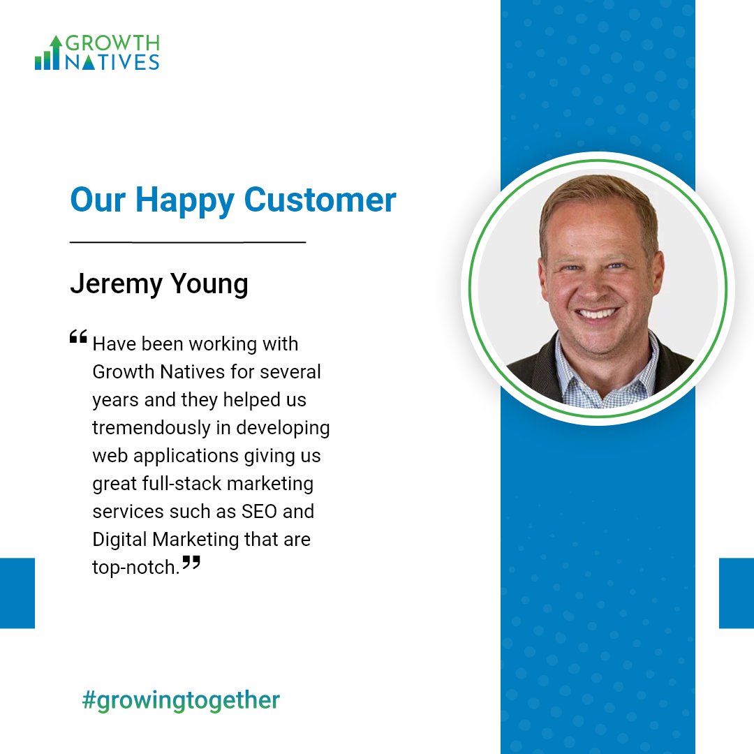 We're proud to share the latest testimonial from our satisfied client Jeremy Young! Check out what he has to say about his experience working with Growth Natives.
Thank you, Jeremy, for your trust and support in our team!