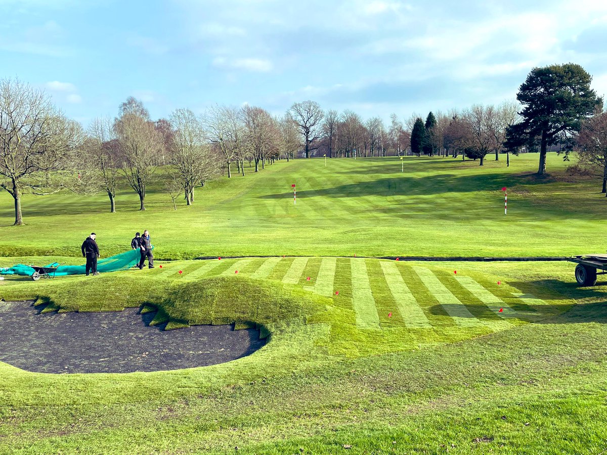 Good shift from the boys today <a href="/OltonGolfClub/">Olton Golf Club</a> 💪🏻 turfing done on the new practice area 🏌️‍♂️ a few light showers wouldn’t go a miss until the irrigation is up and running 💦 #turf #greenkeeping #bunker #irrigation #golf