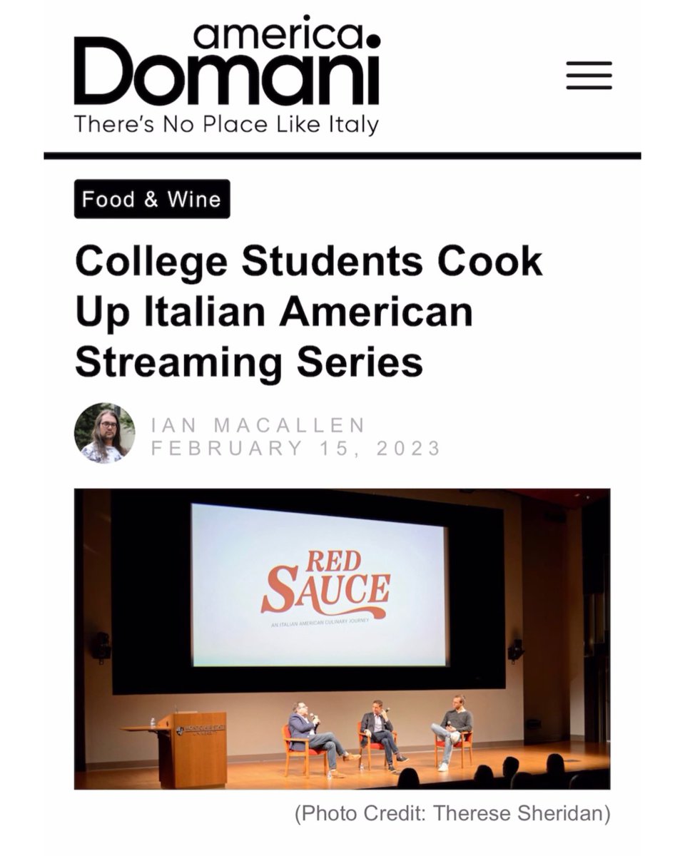 Mille grazie to America Domani for publishing an amazing article on #RedSauce, a joint collaboration between @MontclairSCM &amp; the Coccia Institute! 

➡️ Click here to read the full story: americadomani.com/college-studen…
